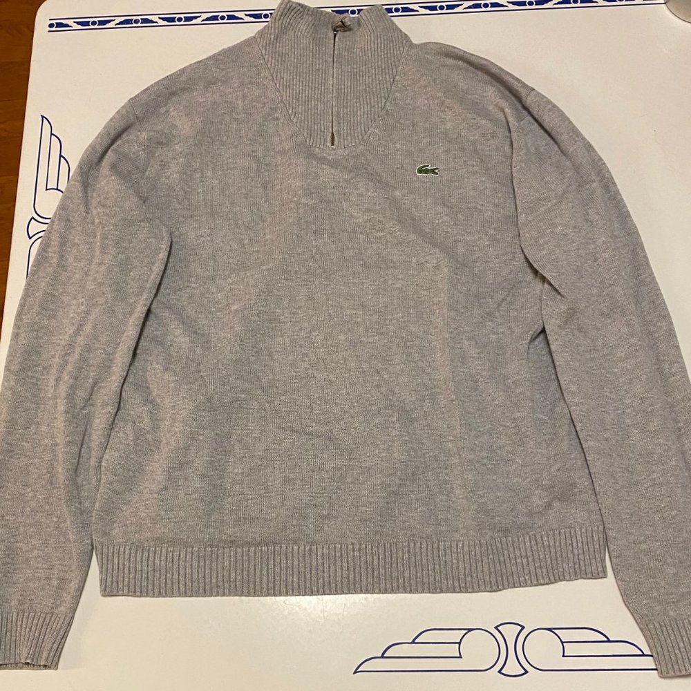 Lacoste grey 1/4 zip sweater